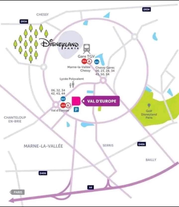Appartement Disneyland Paris Val D'Europe La Vallee Village Parking 500M Gare Val D'Europe Монтеврен Экстерьер фото